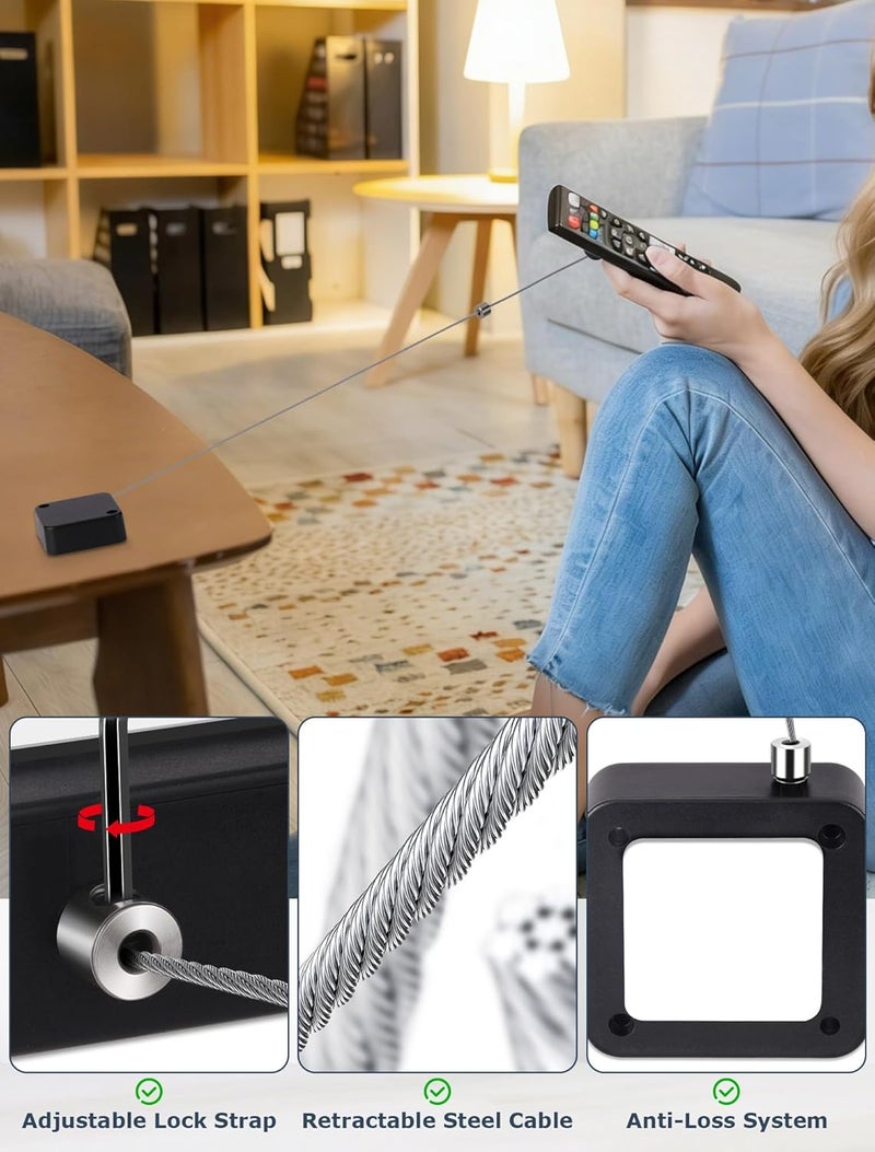 MERDTTES 6.5 Ft Retractable Remote Control Tether Locks, Security Lanyard Lock with Adjustable Leash Length Clasp for TV Remote Control, Tablets Showroom, Gaming Controller (2 PCS) - Image 4